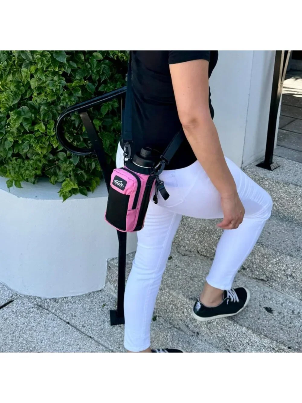 Insulated 32 oz Water Bottle Sling with Carry Handle & Shoulder Strap - Perfect